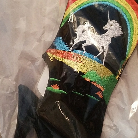 NEW Unicorn Rainbow Platform velvet Rare heels toe - Picture 8 of 8