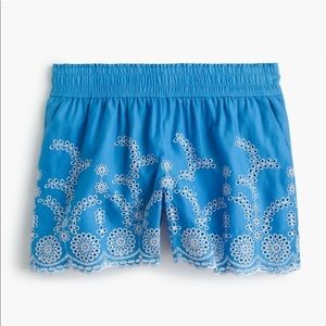 J. Crew Blue and White Embroidered Shorts