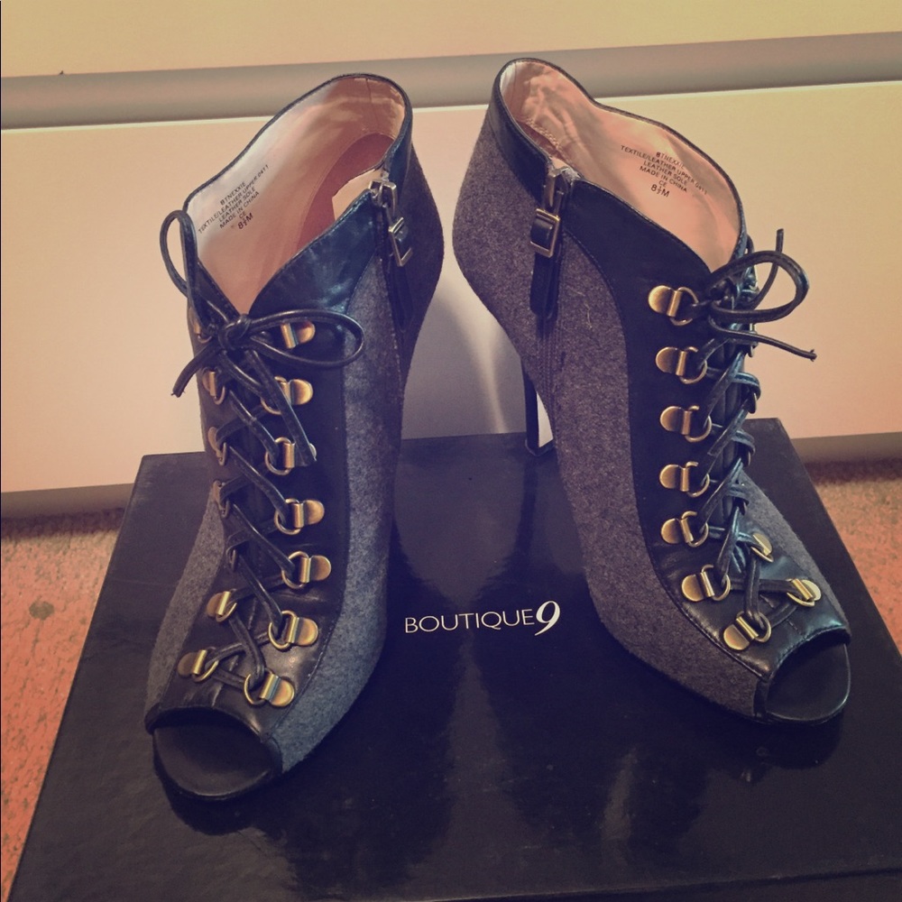 Boutique 9 Peep Toe Lace-up Booties