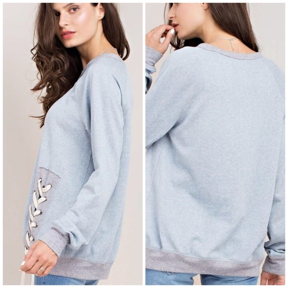 Blue Lace-up Top - Picture 2 of 2