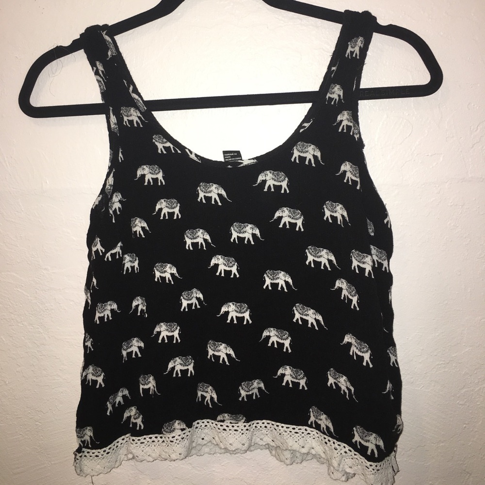 Black and White Elephant Crop Top