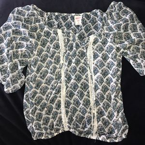 Shear floral off the shoulder top