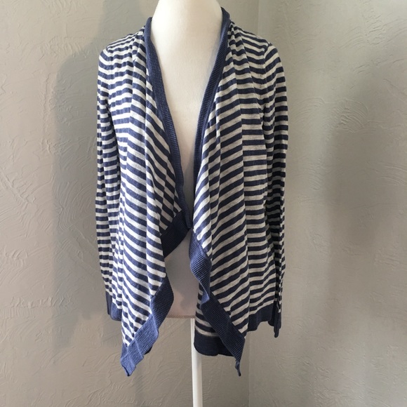 INC International Concepts Sweaters - INC blue and white stripe flyaway cardigan