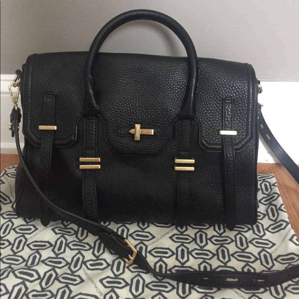 Rebecca Minkoff Jules Satchel, Black & Gold