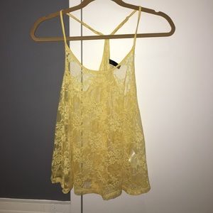 Yellow lace tank top