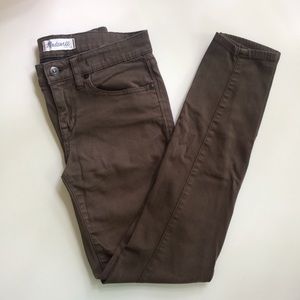 Madewell Skinny Skinny Sateen Jeans in Olive Green