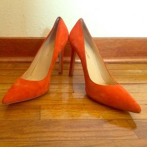 Orange Suede Ivanka Trump pumps