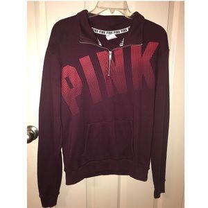 VS PINK Maroon Quarter-zip Jacket