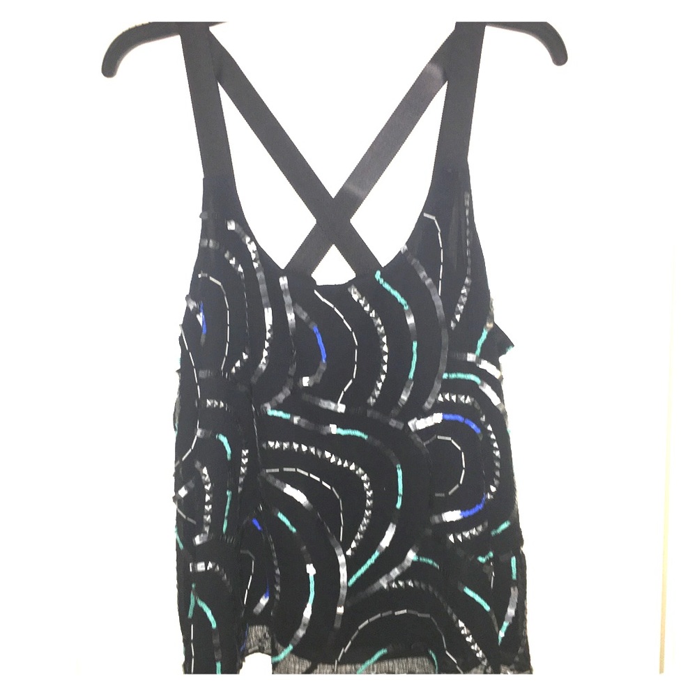Free People Sequin Black Swing Tank