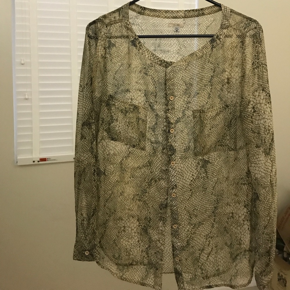 Snakeskin button up blouse