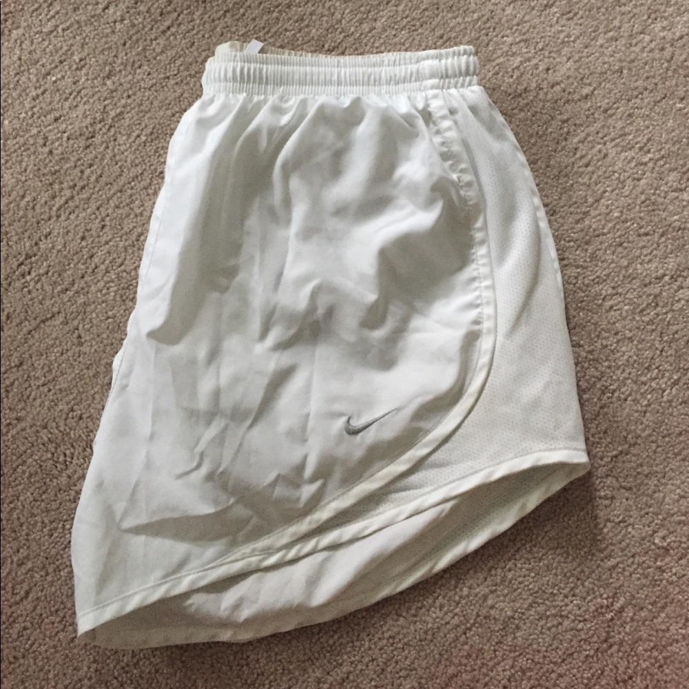 White Nike tempo running shorts