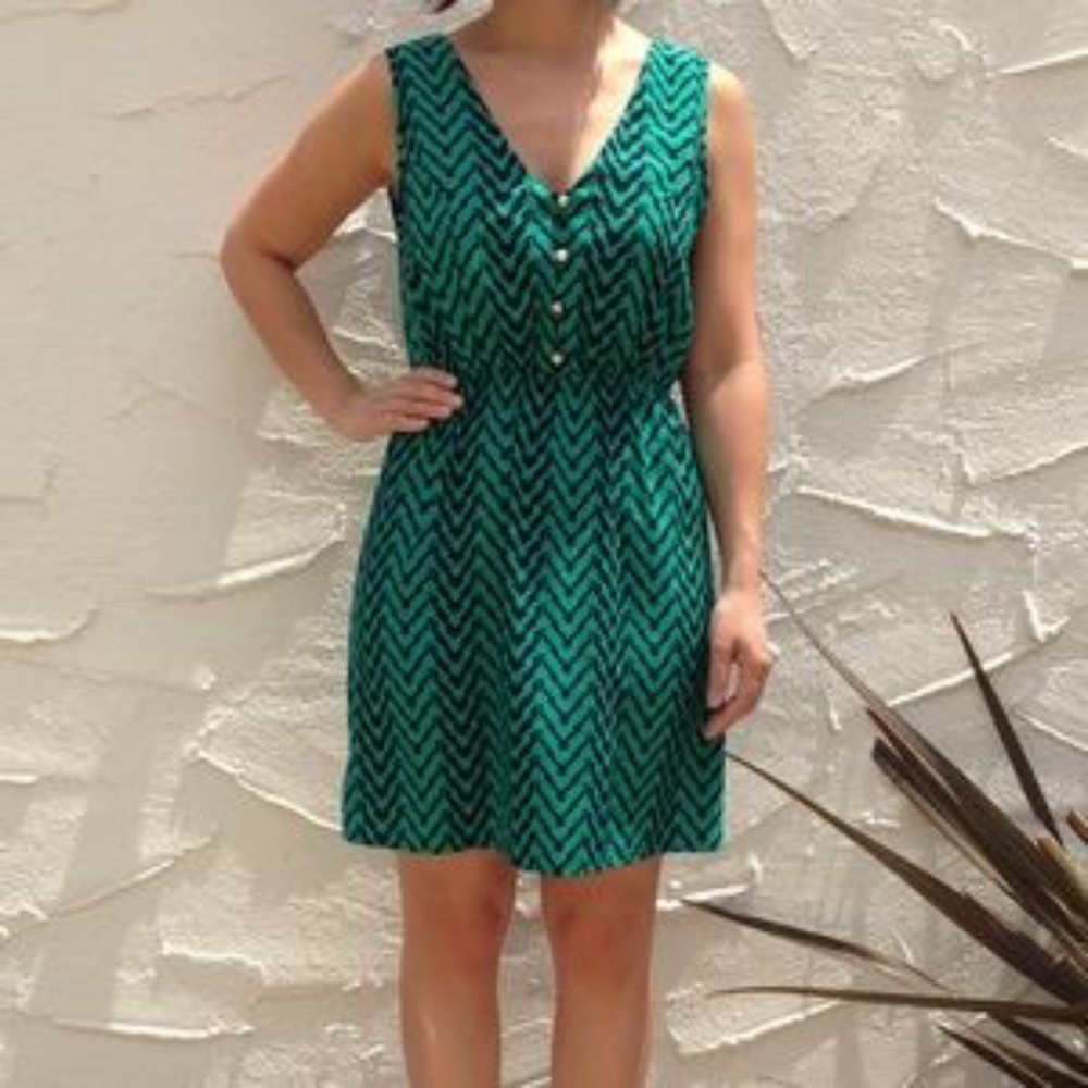 Green and Black Chevron Dress