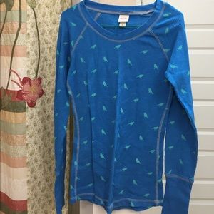 Bird print thermal long sleeve shirt