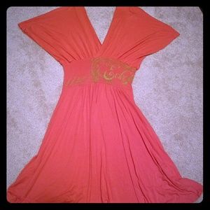 ECHO deep v neck cotton jersey dress