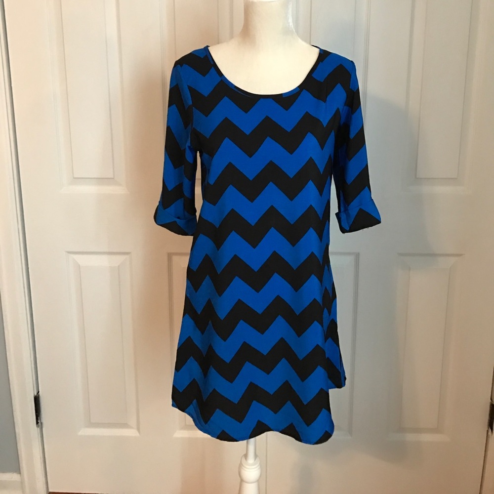 Black and blue chevron tunic/dress
