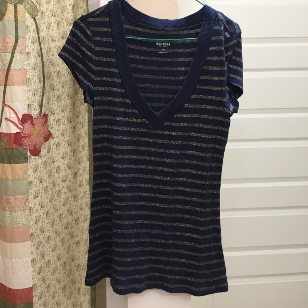 Blue with gold stripes shirt
