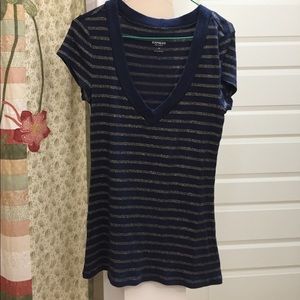 Blue with gold stripes shirt