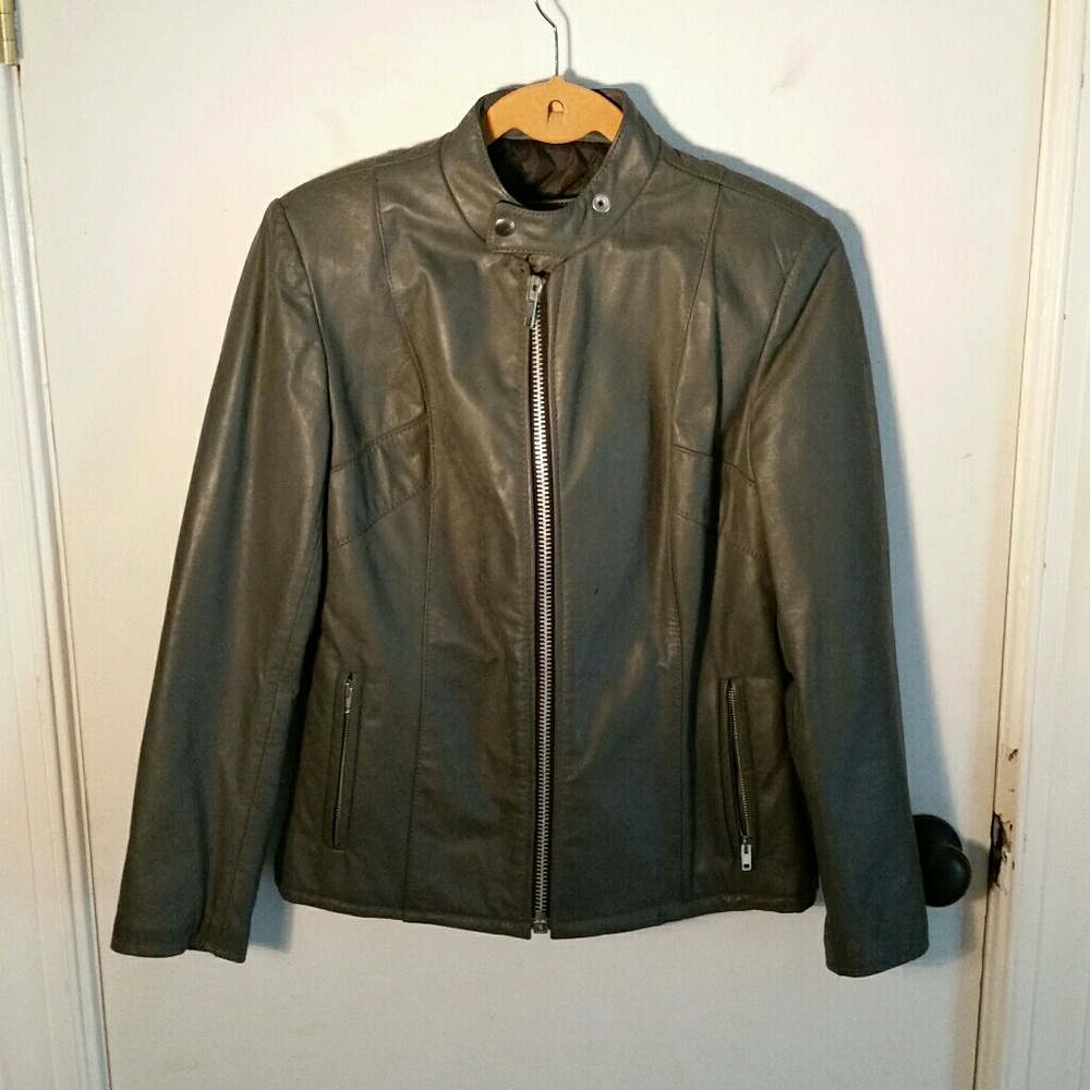 Beautiful gray Leather Jacket