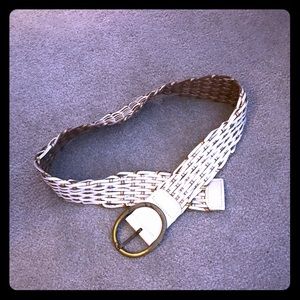 White and gold large ladies belt