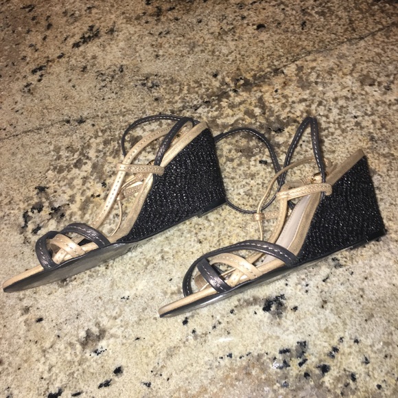 MaxMara Metallic Wedge Sandals - Picture 4 of 10