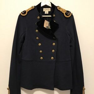 Polo Ralph Laurent Blue Peplum Military Jacket