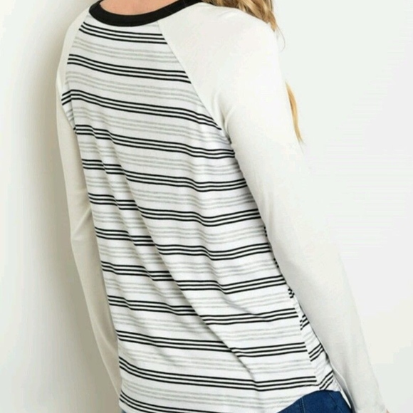 NWOT Raglan Striped Soft Long Sleeve Top S M L - Picture 2 of 8