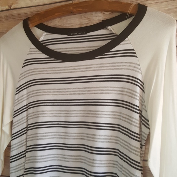 NWOT Raglan Striped Soft Long Sleeve Top S M L - Picture 5 of 8
