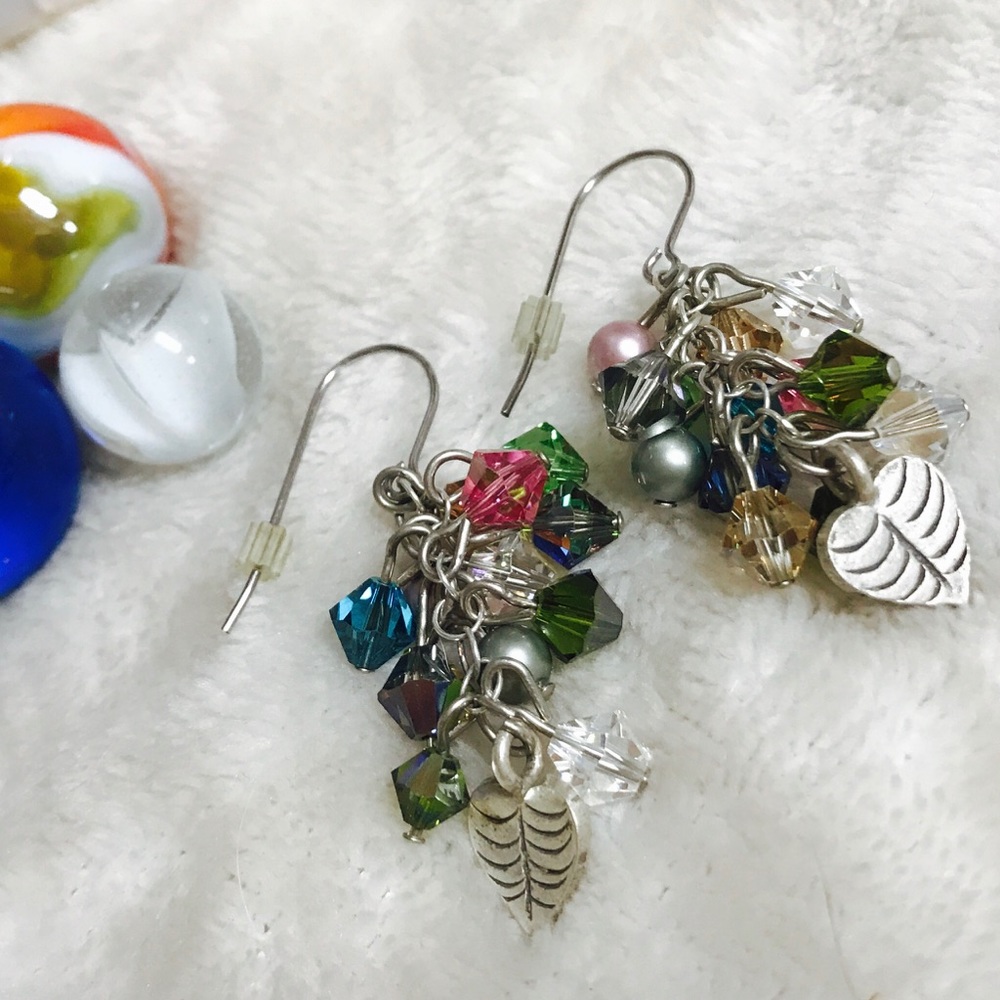 Garden Party Swarovski earrings with fine silver - Picture 2 of 2