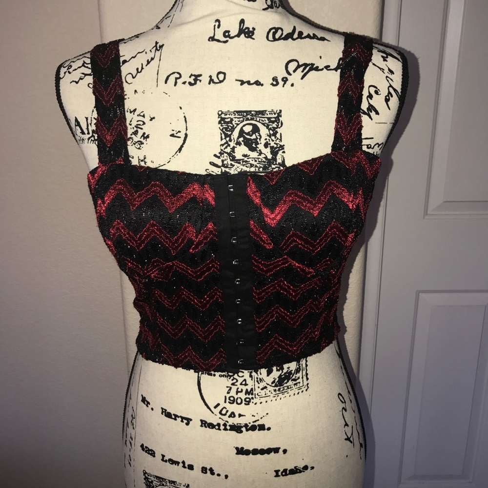 Black & Red Crop Top