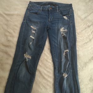 distressed AEO jeggings