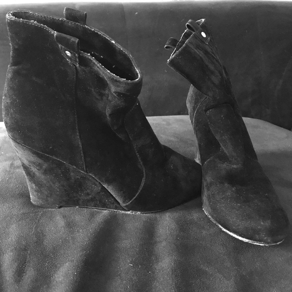 Black wedge booties