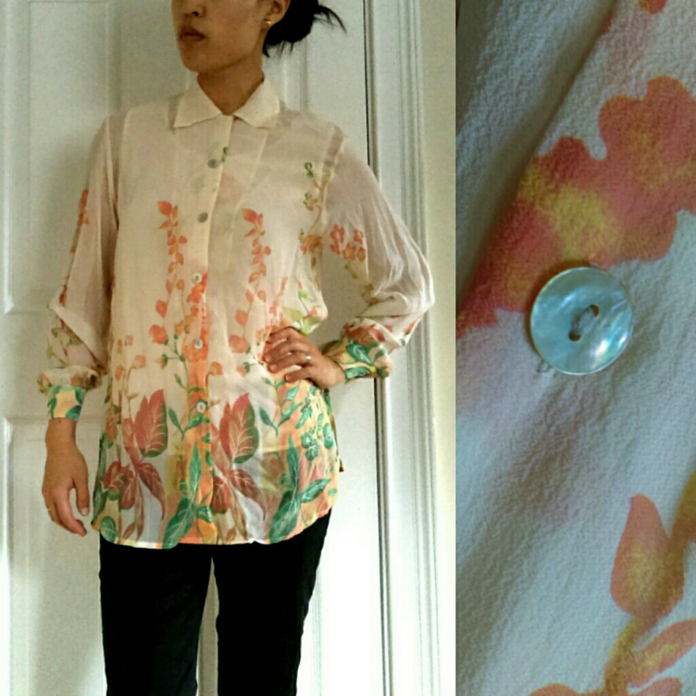 Vintage silk floral blouse