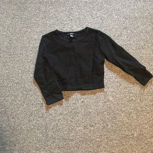 Black Cropped Long-Sleeve Shirt