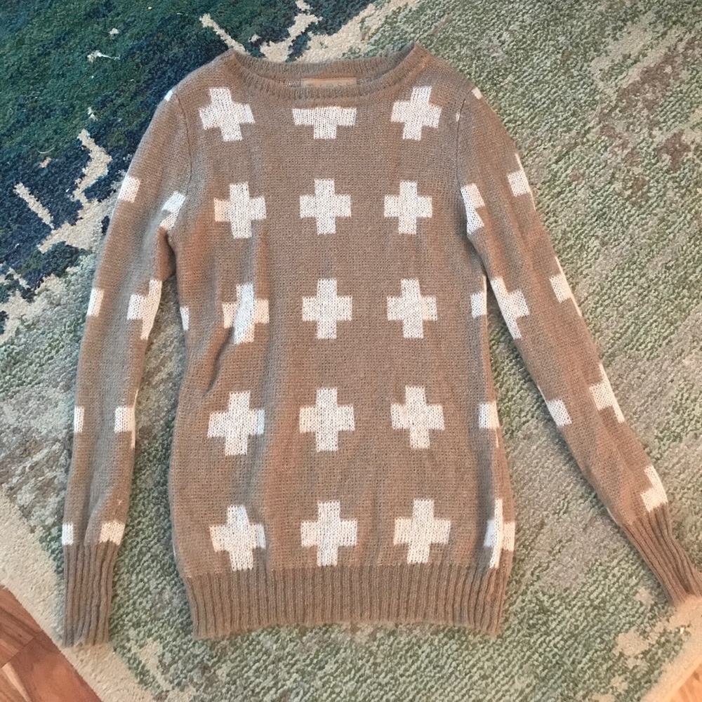 Tan cross sweater