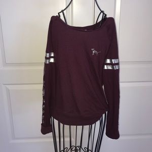 PINK Victorias Secret  maroon bling sweater size M