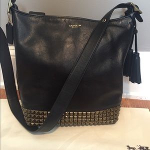 Authentic Coach Legacy Black Leather Stud Bucket