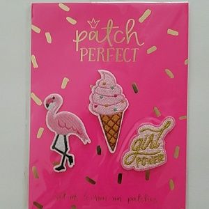 🆕Patch Perfect Set featuring flamingo, an ice cream cone, Girl Power Embroidery