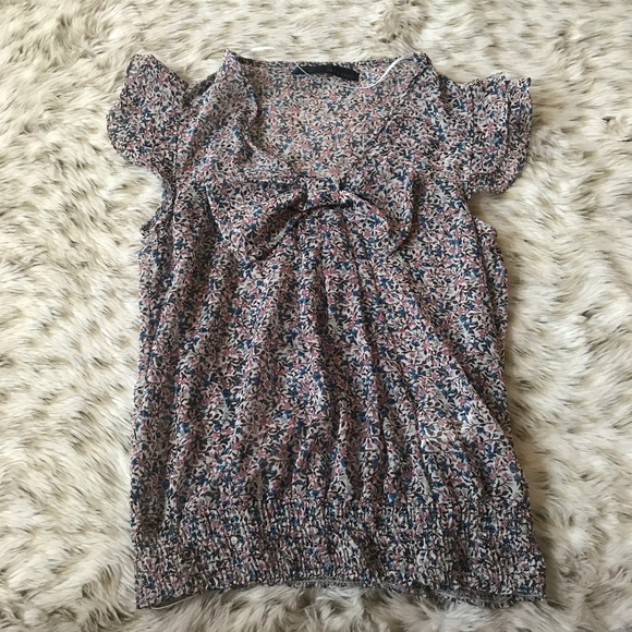 Zara Tops - Zara Basic Peasant Bow Blouse