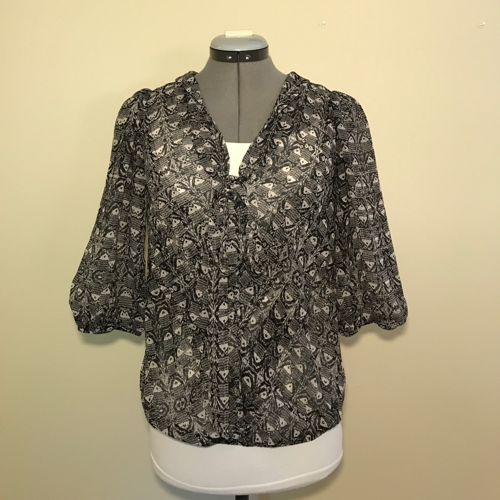 Max Studio petite neck tie blouse