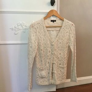 Lace, cotton and polyester, dry clean only.