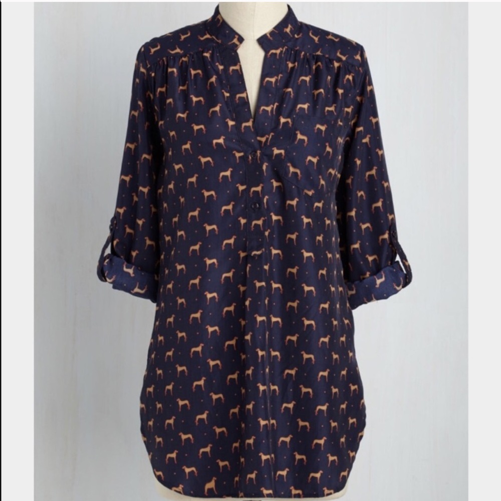 Falling in Puppy Love tunic blouse