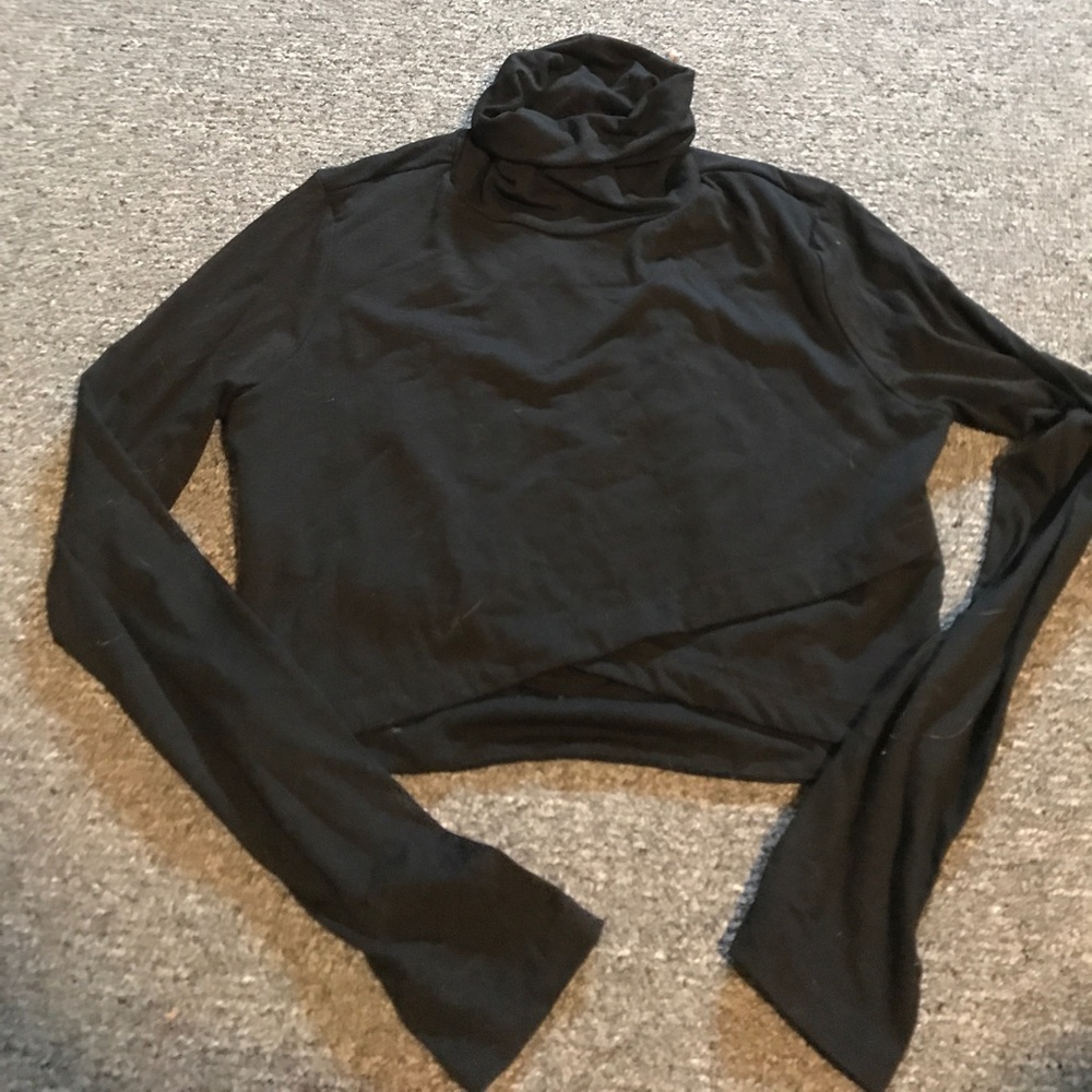 Cropped Black Cross Body Turtleneck
