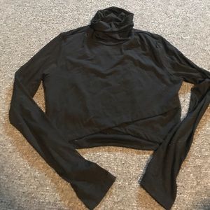 Cropped Black Cross Body Turtleneck