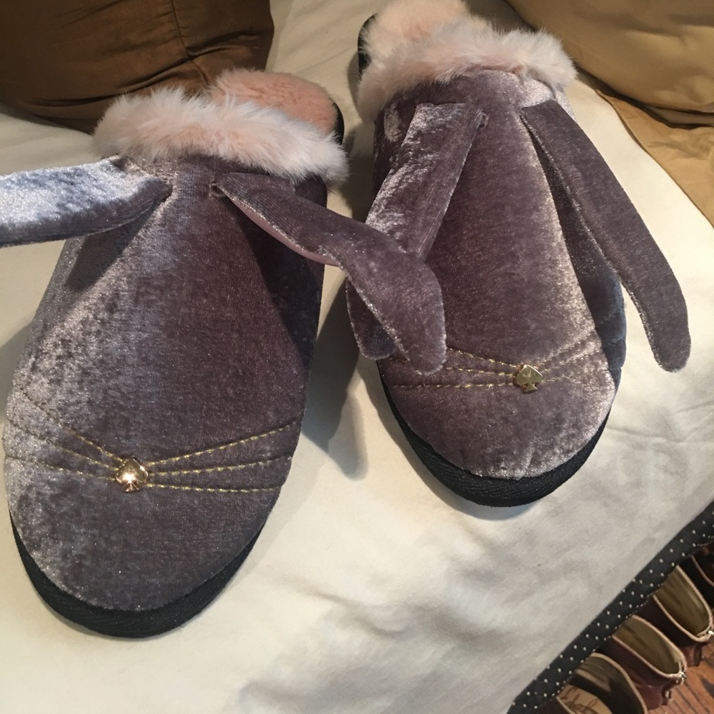 Kate Spade plush bunny house slippers