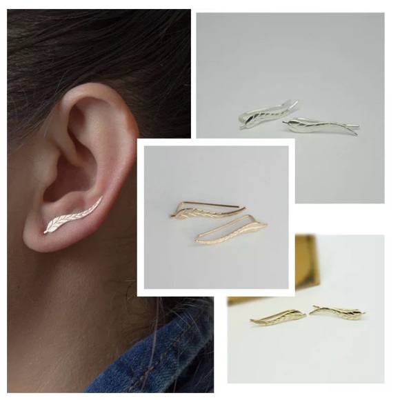New Dainty Leaf Climber Earrings - Picture 4 of 5