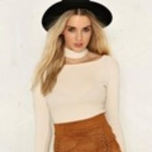 Paige Knit Chocker Tee Beige One Size