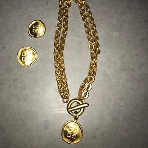 givenchy gold plated necklace and earrings