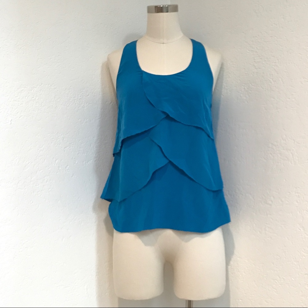 Madison Marcus blue silk layer tank top XS