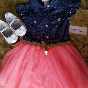 NWT LIttle Lass Jean/Peach with gold accents