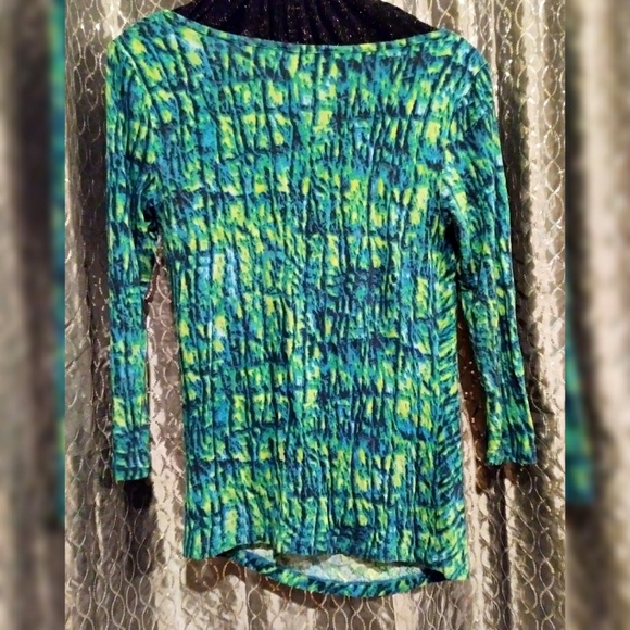 Cynthia Rowley 3/4 sleeve blue and green blouse - Picture 2 of 4